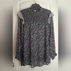 Hayden floral sheer womens blouse size large boho casual party  bussines casual